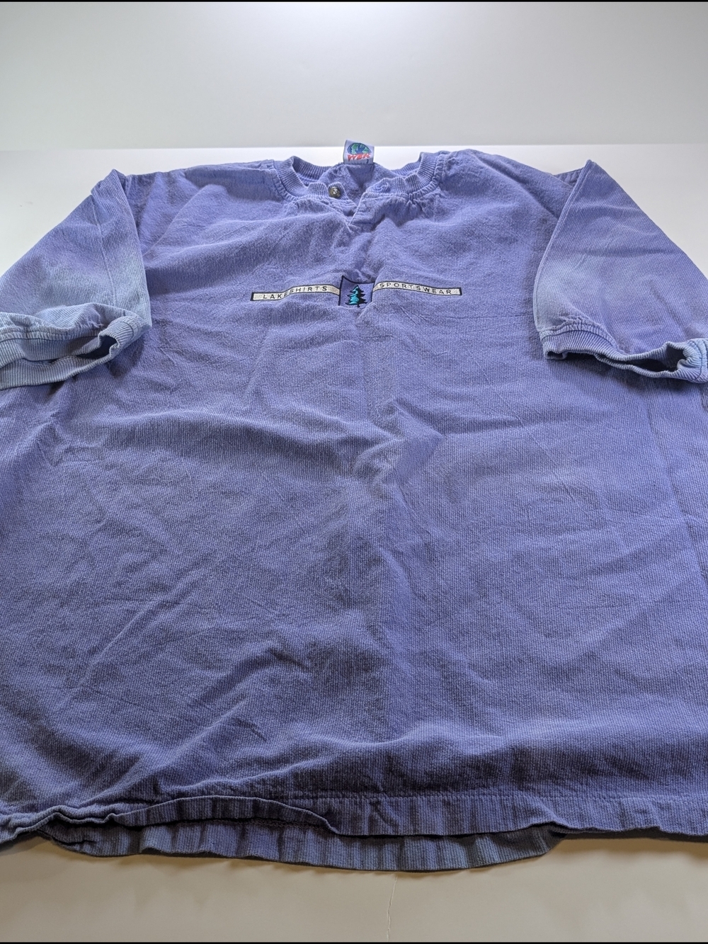 Vintage 90s Lakeshirts Sportswear Henley Shirt XL Sun Faded Made In USA